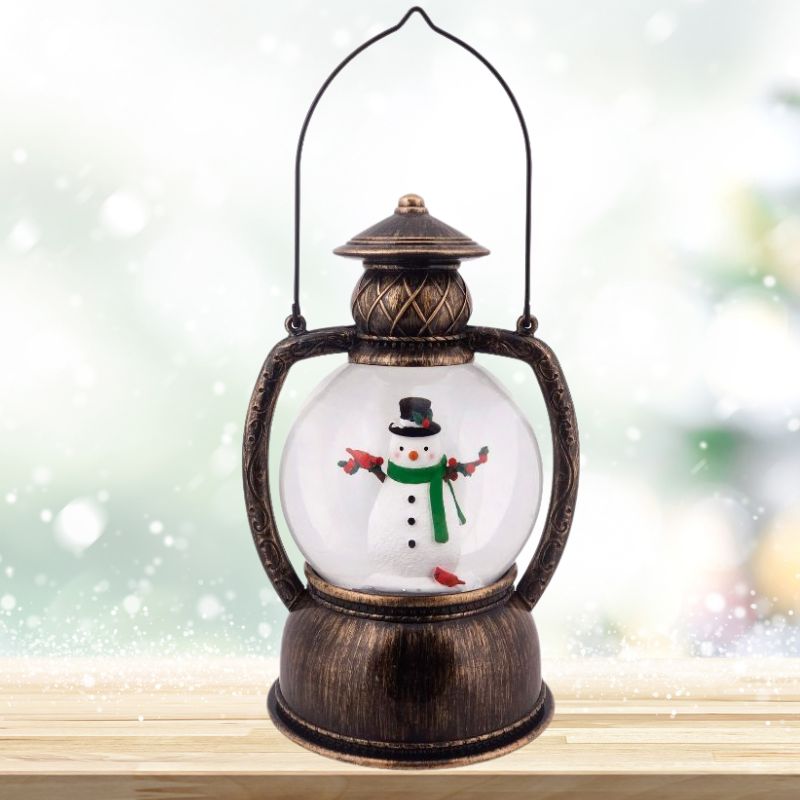 Snowman w/Cardinal 10.25" Lantern